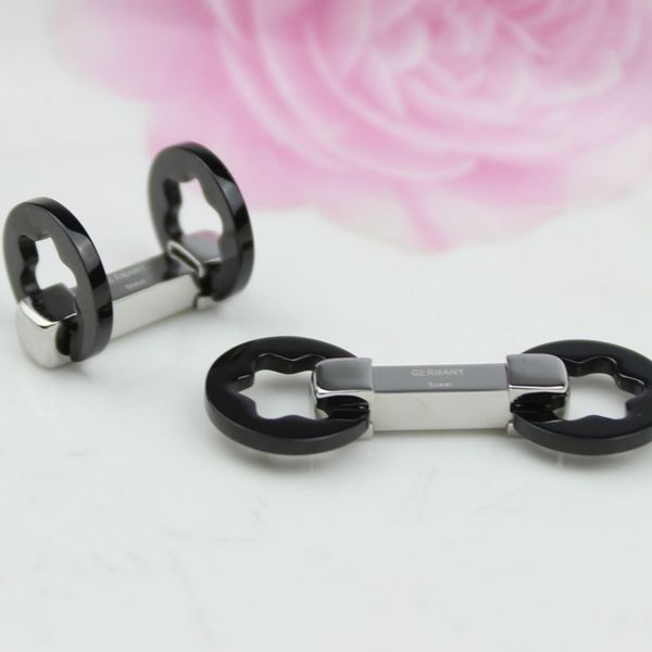 

stainless steel cufflinks plate black color with box luxury men jewelry gift, Silver