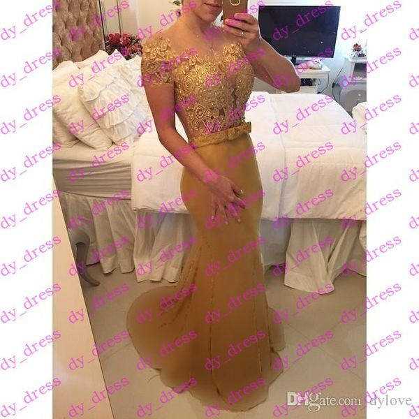 

2018 lace dress gold evening dresses short sleeves plus size formal dresses black prom dresses, Black;red