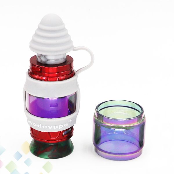 

iwodevape Rainbow Color Glass Tube and Silicone Sanitary Cap Kit fit TFV12 Prince TFV8 Big Baby Cleito Valyrian Tank DHL Free