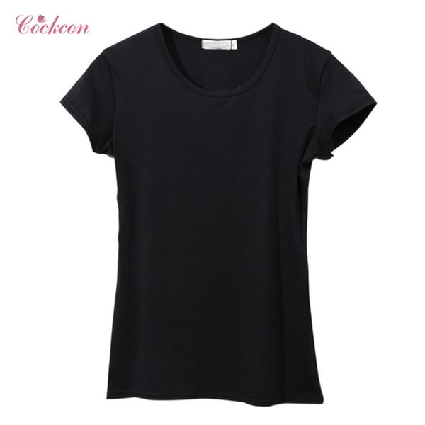 

women basic t shirts mild silk solid o neck short sleeve tees 2018 summer shirts quality female casual short -xl, White