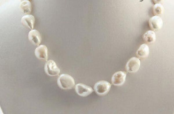 

>>>>18 inch stunning baroque white freshwater cultured pearl necklace, Silver