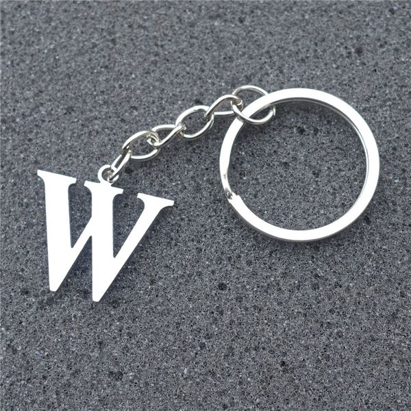 

fashion men letter keychain stainless steel alphabet w keyring jewelry, Silver