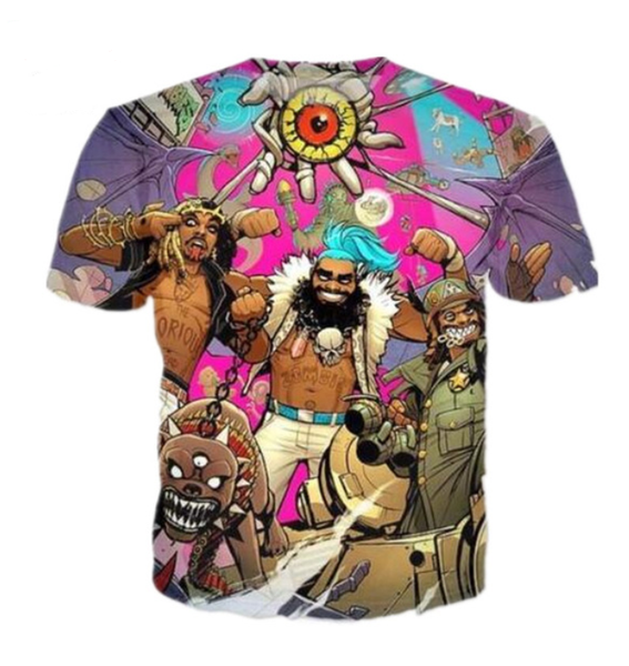 

wholesale-fashion mens/womens summer style flatbush zombies funny 3d print casual t-shirt dxr0070, White;black