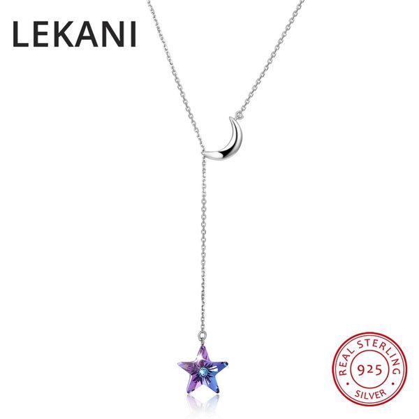 

lekani crystals from long chain necklaces pendants real 925 silver star collares for women girls gifts fine jewelry