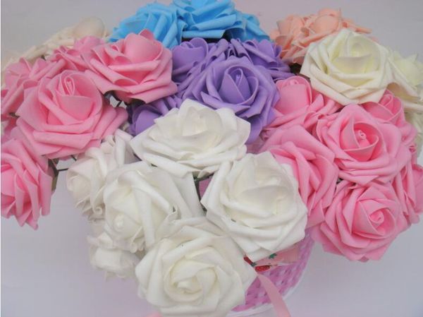 Acheter 2019 Fleur Artificielle De Soirée De Noël De Mode Robe De Mariée 7cm Mousse Rose De Bande Dessinée Pe Bundle De Fleurs Tenant La Fleur Boîte