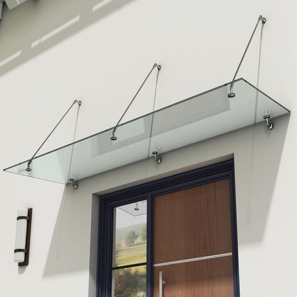 2019 Stainless Steel Satin Finish Glass Canopy Modern Glass Door