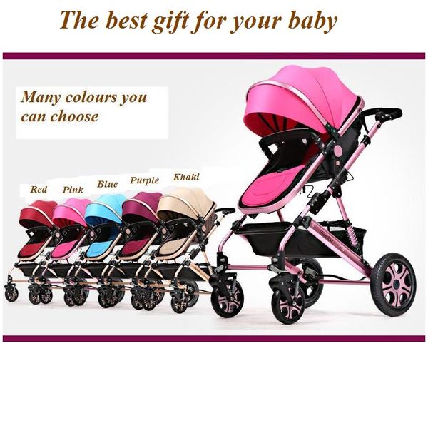 

2016 new design foldable aluminum luxury baby stroller 3 in 1 , stroller carry bag, 5 colour four wheels single seat
