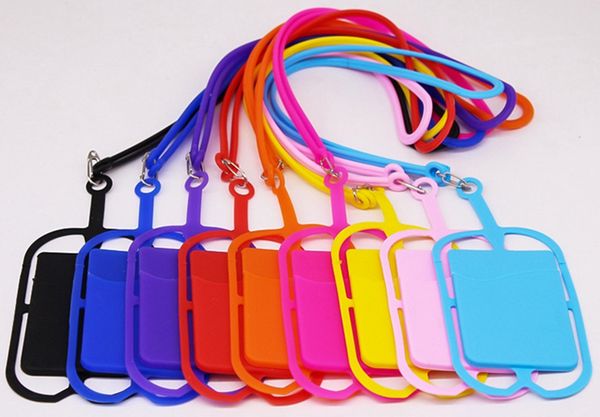 

10 colors silicone lanyards neck strap necklace sling card holder strap for universal mobile cell phone