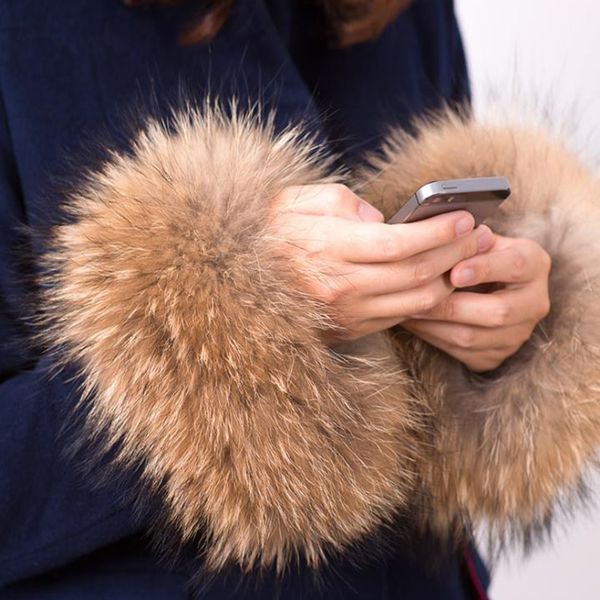 

xinyawei real genuine raccoon fur cuffs real natural raccoon fur cuffs cuff l#143, Blue;gray