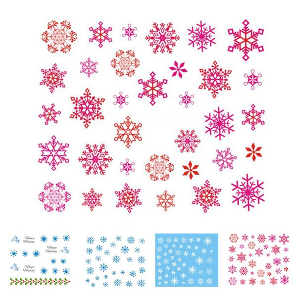 

2018 new 1 sheet christmas 3d nail sticker snowflakes nail tips tatoos party manicure transfer stickers, Black