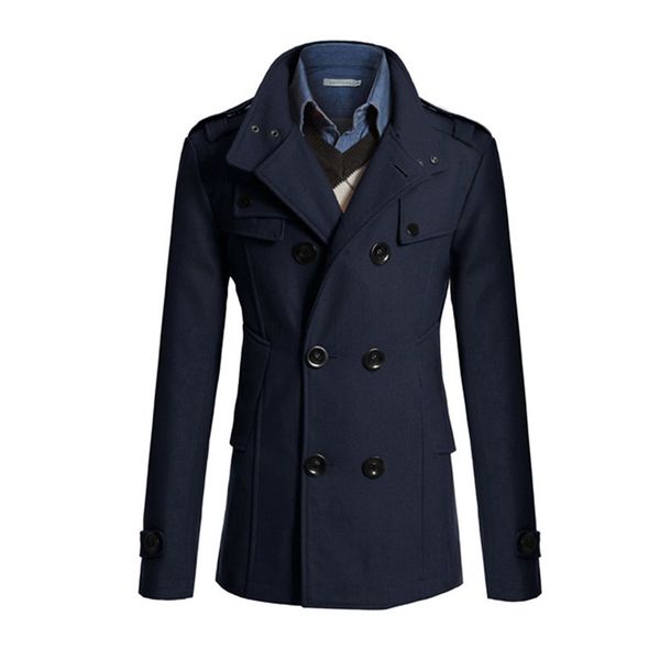 

мода зима мужчины двойной пальто грудью хлопок траншеи плюс размер длинные негабаритных теплое пальто отложным воротником тонкий пальто 3xl, Tan;black