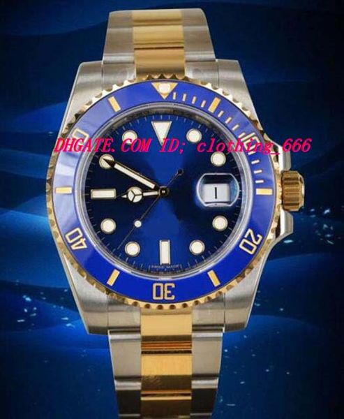 

luxury wristwatch 18k yellow gold & stainless steel ceramic bezel 116613 black/blue dial 40mm automatic men's watch quality, Slivery;brown