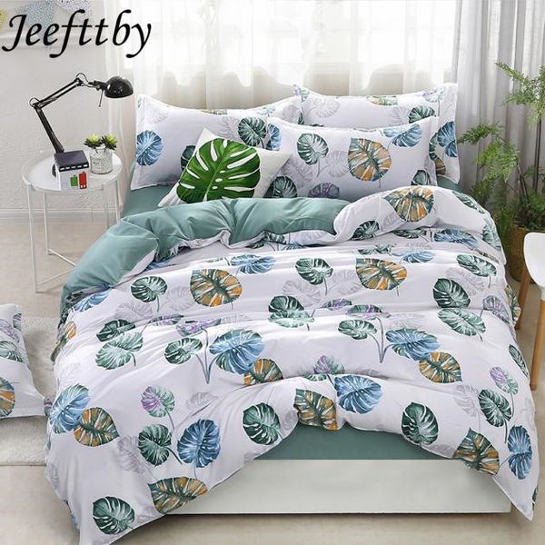 

jeefttby home textiles bedding sets plant banana leaf twin/full//kingsize duvet cover sheet pillowcase bed linen bedclothe