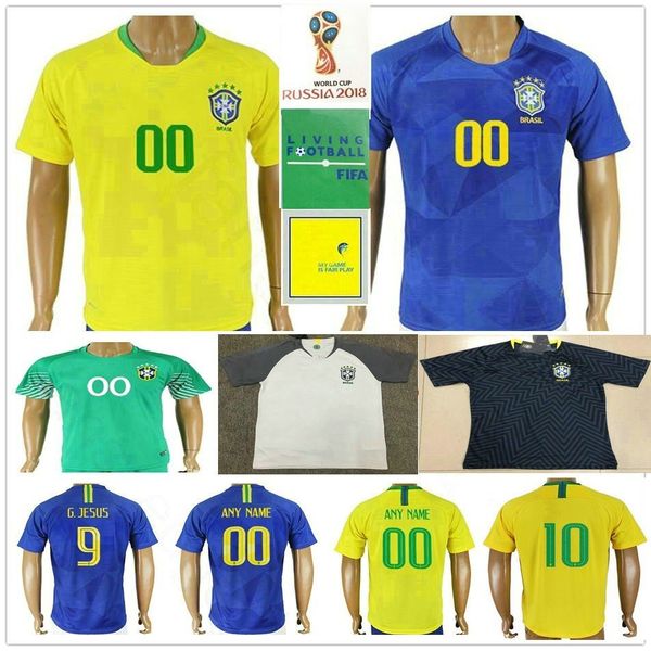 

2018 World Cup Soccer Jersey PELE G.JESUS P.COUTINHO MARCELO RONALDINHO COUTONHO CASEMIRO FAGNER ALISSON Customize Home Away Football Shirt