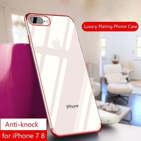

чехол для iphone 8 plus 7 plus luxury покрытие позолоченный прозрачный tpu силиконовые мягкие чехлы для телефонов чехол для iphone 7 8 case