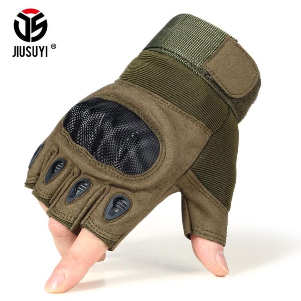 

nesw tactical fingerless gloves paintball combat shooting bicycle carbon hard knuckle half finger army gloves, Blue;gray