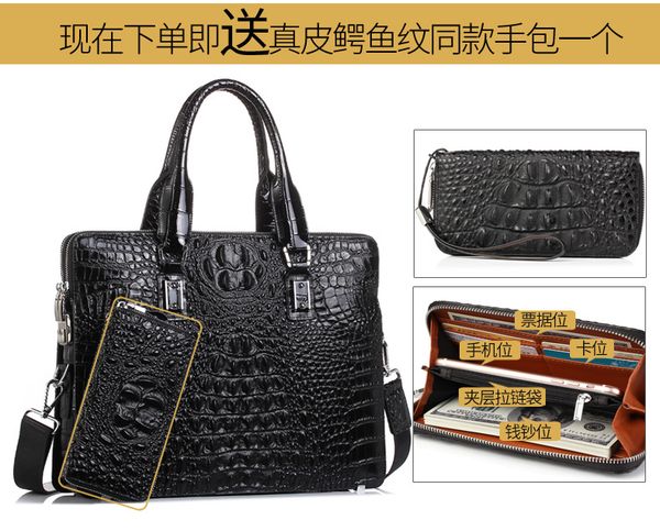 

crocodile man bag leather man handbag password lock business bag briefcase