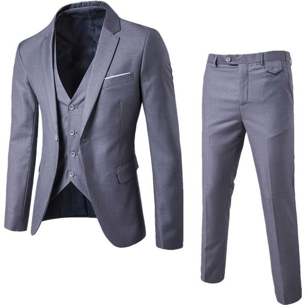 3 peças blazers calças colete de coletes de moda de moda sólida Conjunto de negócios casual formal PLUS Size5xl 11ep