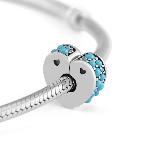 

pandulaso cyan blue arcs of love clip bead original sterling silver jewelry fit charms bracelet & bangle for woman diy beads wholesale, Black