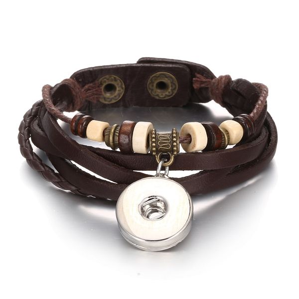 

vntage noosa chunks pu leather 18mm snap button multilayer statement bracelet for women snap button jewelry, Golden;silver
