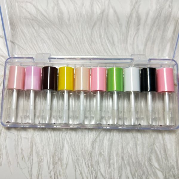 3ML Mini Lip Gloss tubo vazio com tampa colorida, Pequeno Cosmetic batom frasco da amostra, portátil de plástico Lip Oil Container f473