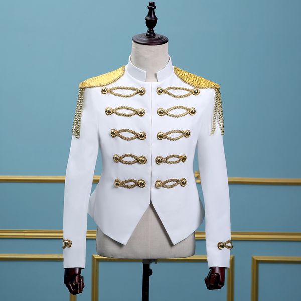 

18th century clothing tassel sequined men's suit jackets gothic coats stage theater historical suits & blazer reenactment, Black;brown