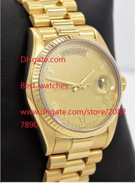 

factory supplier sapphire 36mm 18 carat gold date 18038 automatic mechanical men's watch watchs, Slivery;brown