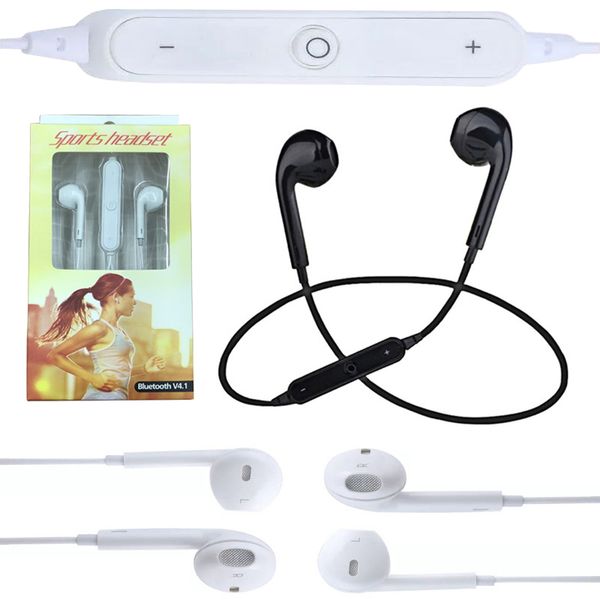 

Fashion S6 Sports Wireless Bluetooth Earphones Stereo In-ear Headset Earpiece Headphones With Microphone For iPhone Samsung Xiaomi Android