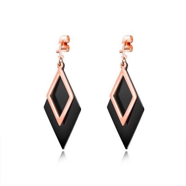 

Rose Gold Color Fashion Simple Lady's Rhombus Earrings 18K Gold Plated Stainless Steel Earring Jewelry Gift for Women Lady 448