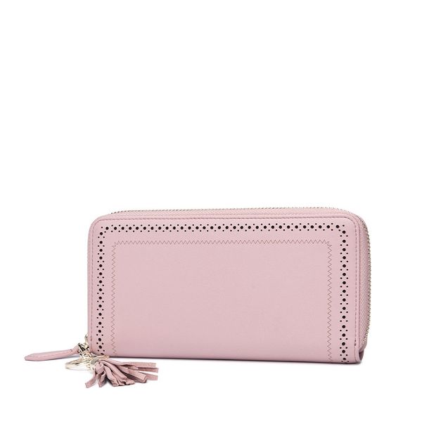 

the first layer of leather napa tassel female wallet 2018 new korean version of the tide casual hollow ladies wallet, Red;black