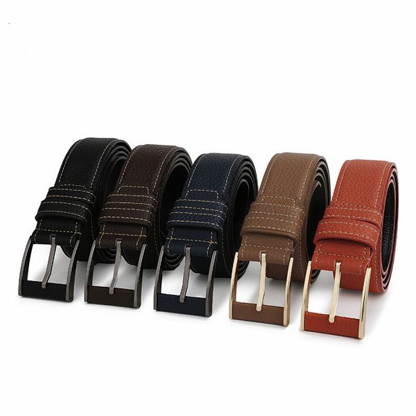 

men's pin buckle leather belt tide wild korean genuine formal men belts ceinture homme, Black;brown