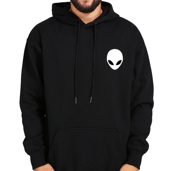 

alien hoodies men cute sweatshirt funny long sleeve soft plus velvet winter warm hoody, Black