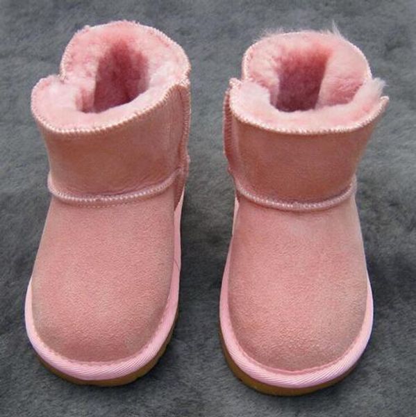 Großhandel Winter Neue Kinder Schnee Stiefel Kinder Aus Echtem Leder Rutschfeste Weiche Boden Stiefel Warme Schuhe Mit Pelz Prinzessin Baby Mädchen Baby Kinder Echt Leder Stiefel Boots Schnee Stiefel