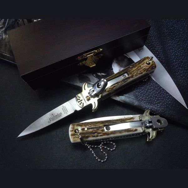 

Hubertus Solincen 6 дюймов 6inch D2 лезвие HRC61 классический Antler ручка одинарного действия карман сь нож подарка ножа для человека 1шт