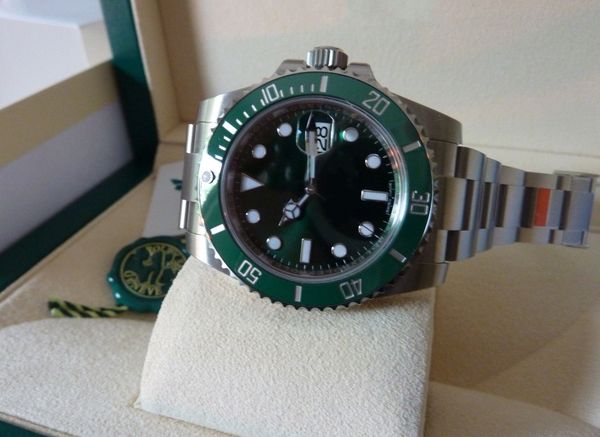 

luxury date 116610 green dial and ceramic bezel movement automatic mens watches 40mm men's watches original box/papers, Slivery;brown