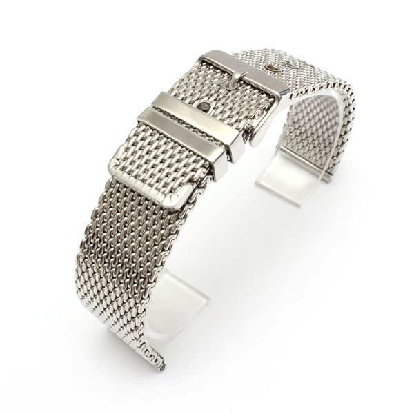 

18 20 22 mm stainless steel mesh bracelet strap replacement watch strap silver fashion classic clasp buckle straight end, Black;brown