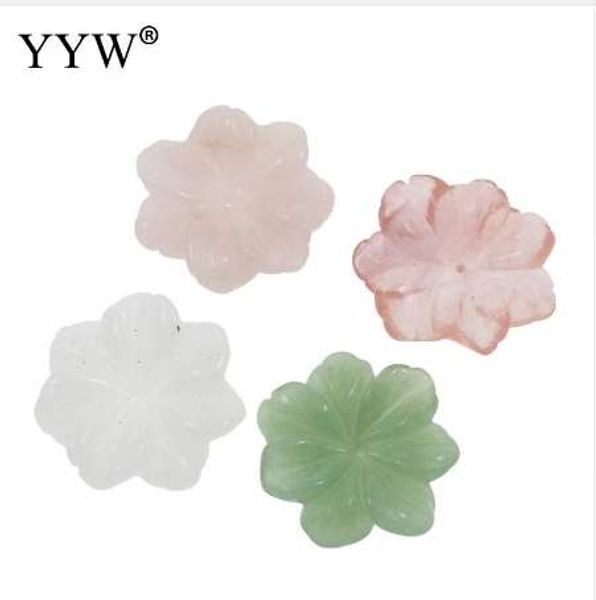 

yyw diy jewelry natural real green aventurine rose stone beads handmade carved flower shaped cherry quartz porcelain stone beads, Black