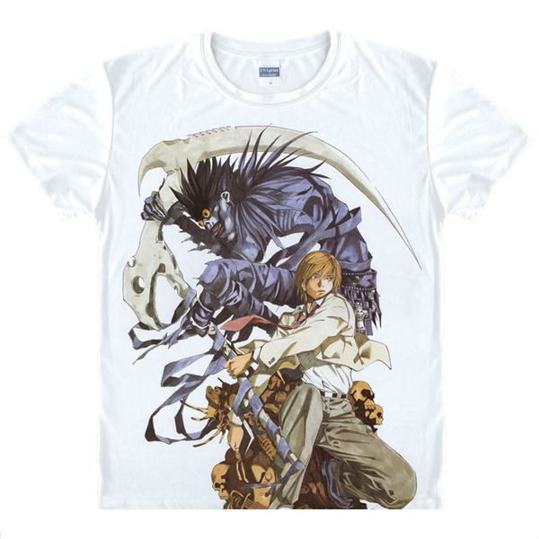 

death note t-shirts multi-style short sleeve shirts desu noto light yagami shinigami ryuk  lawliet cosplay shirt, White;black