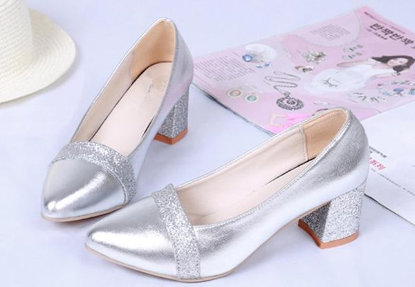 

send 2016 new style middle heel coarse heel women's single shoes, Black