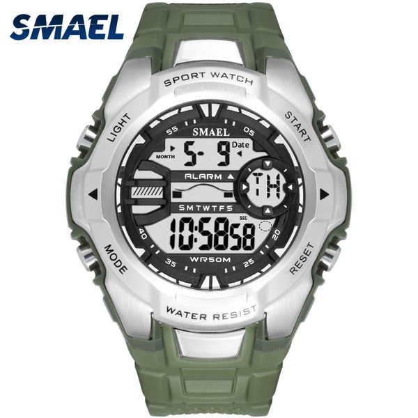 

smael sport watch men fashion led digital wristwatches mens s resist watches waterproof men's clock erkek saat, Slivery;brown