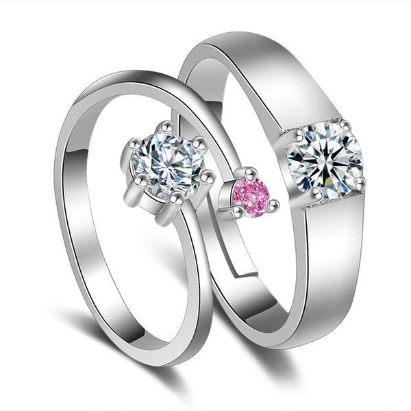 

whole sale2017 new fashion brand jewelry crystal wedding rings for lover silver-color couple rings set fashion retro couple rings, Golden;silver