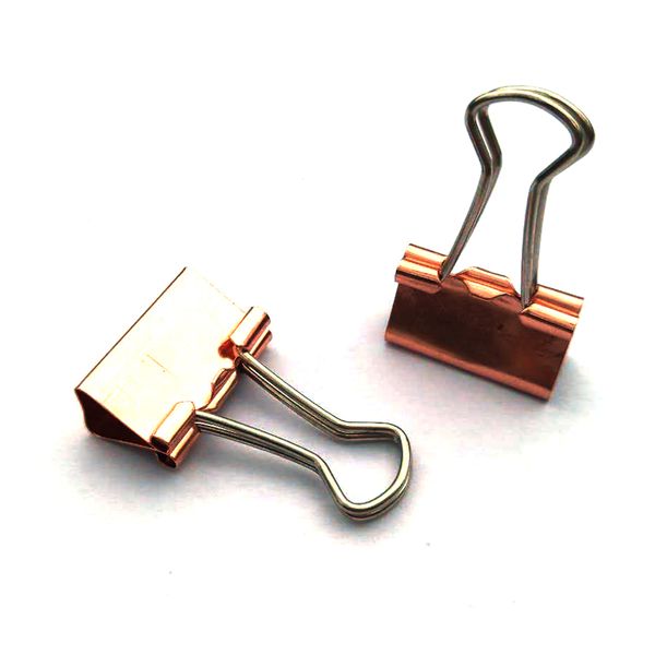 

15pcs/set solid color rose gold metal binder clips notes letter paper clip office supplies rose golden clips office school