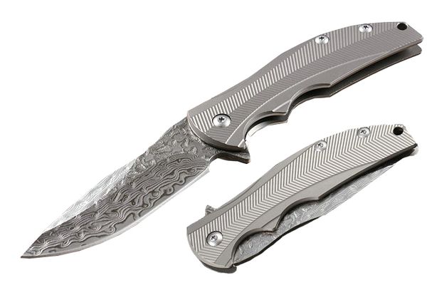

ZT0606 VG10 Damascus Flipper Utility Folding Knife CNC Titanium Handle Camping Hunting Survival Pocket Knives Outdoor Tools Knife P205Q