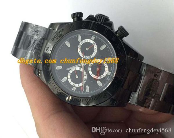 Роскошные часы новый красный секунды черный циферблат 40 мм PVD стальной ремешок автоматический модный бренд мужские мужские наручные часы