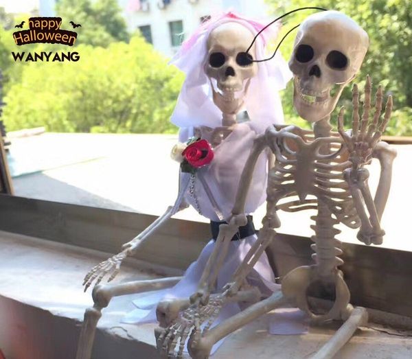 40cm Scary Halloween Skeleton Plastic Human Bones Skull Figurine Party Decor Hot
