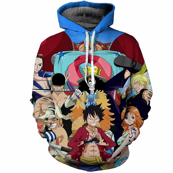 

новые моды аниме one piece луффи мультфильм смешной 3d печати толстовки мода одежда женщины мужчины толстовка толстовки повседневный пуловер, Black