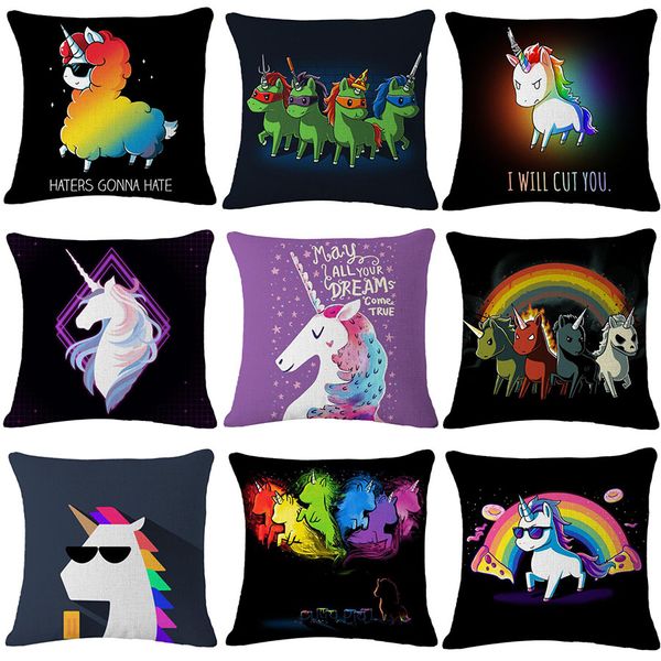 New Stylish Unicorn Style Black Pillow Case Home Party Decoration