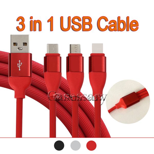 

Premium quality tpe material 3 in 1 cable compatible with all the main tream phone ultra durability micro u b type c charging cable