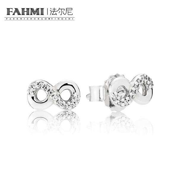 

fahmi 100% 925 sterling silver original gemstone 290695cz infinite love earrings studs women fashion gift jewelry, Golden;silver