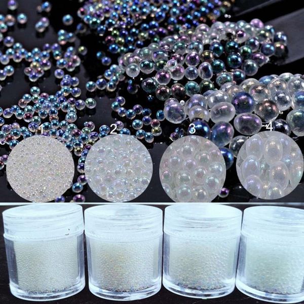 

10ml/box micro nail caviar beads iridescent clear ab 0.6/1/1.5/2mm tiny beads 3d micro ball crystal pixie nail decoration zsb21#, Silver;gold
